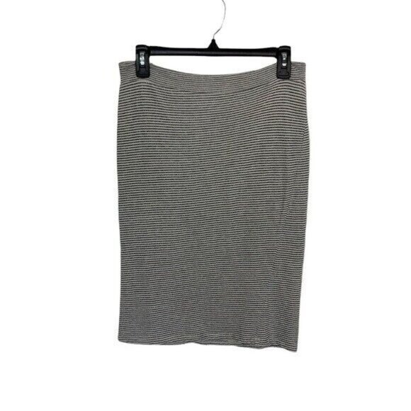 Kaileigh Gray Striped Pencil Skirt Medium Cotton Blend Pull On Elastic Waistband - Picture 1 of 5
